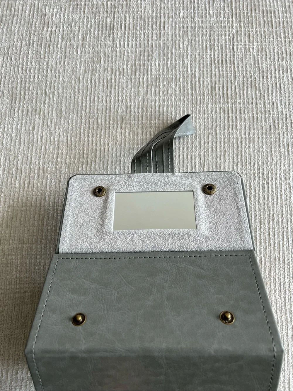 Gray Foldable Glasses/ Jewelry Organizer with Mirror